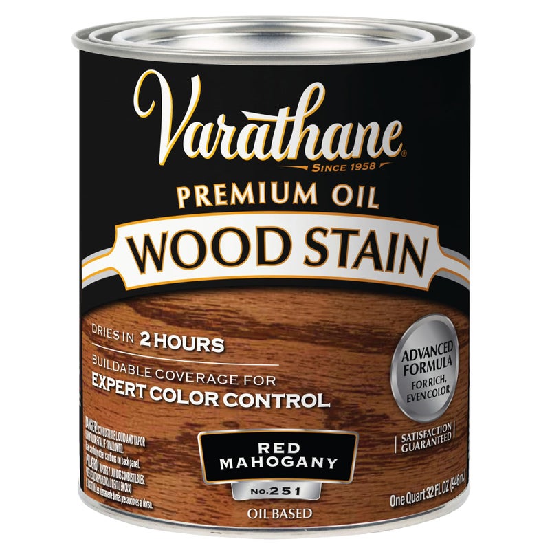 Varathane 211724H Premium Wood Stain, Quart, Red Mahogany - Image 1